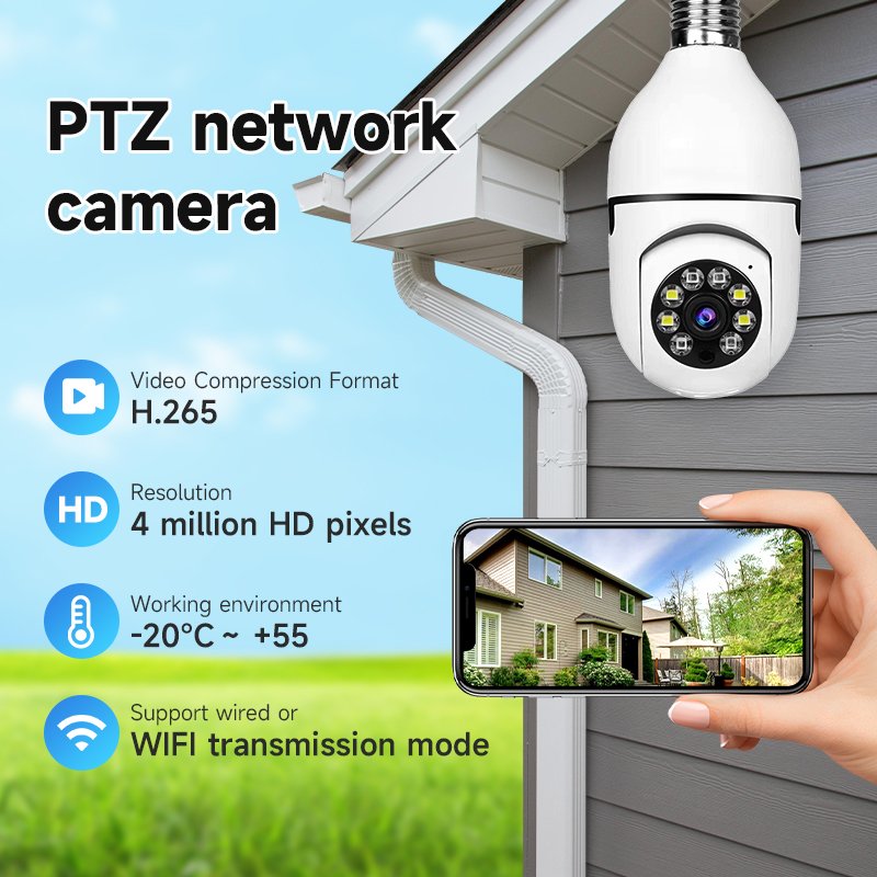 Tuya Smart Home Wireless Wifi Bulb Security Camera HD IR night vision bulb camera Night Vision Smart CCTV PTZ Light Bulb Camera