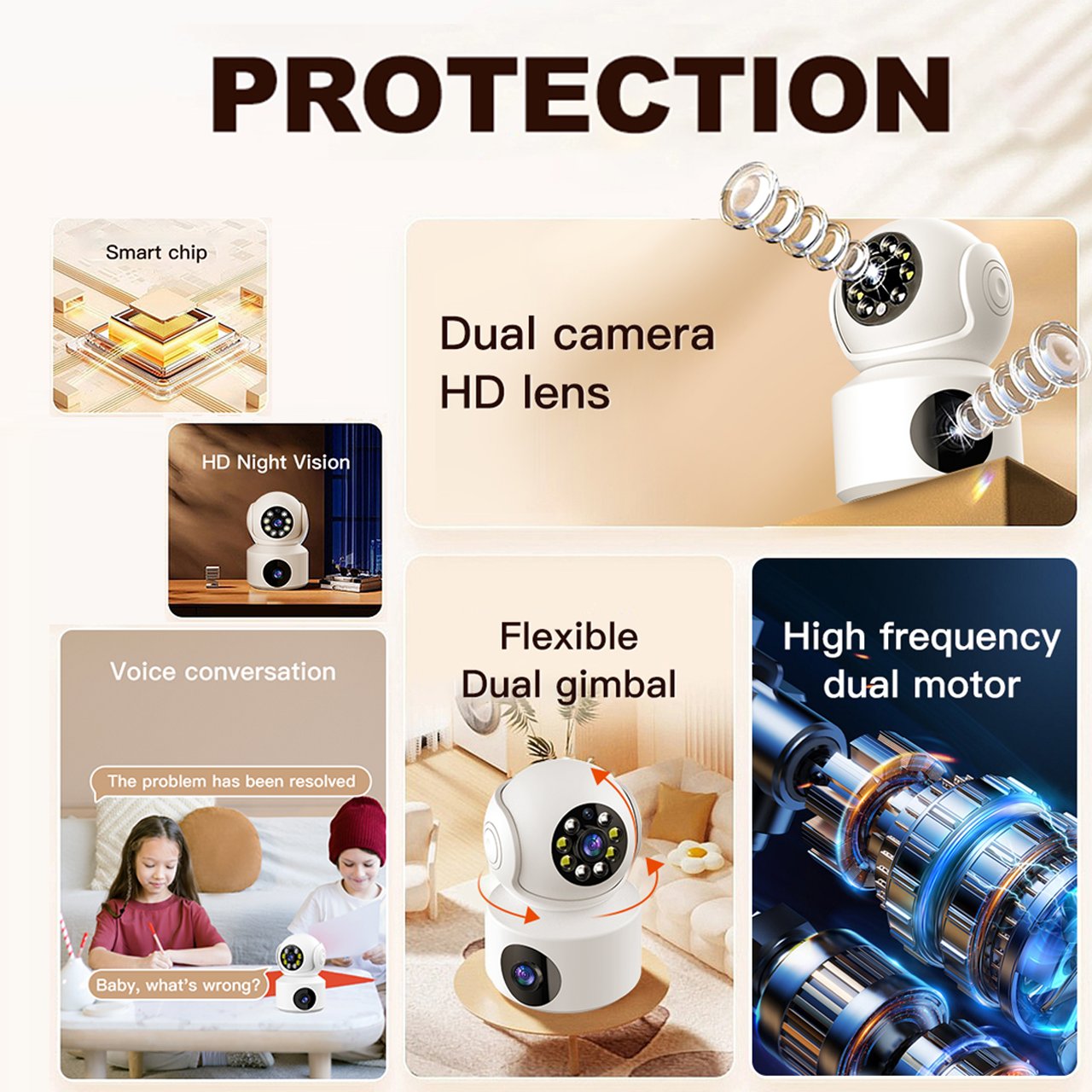 A11 Newest 1080P WIFI IP Network Camera PTZ camera 2MP Outdoor Security CCTV Dual Lens PTZ Camera for Home