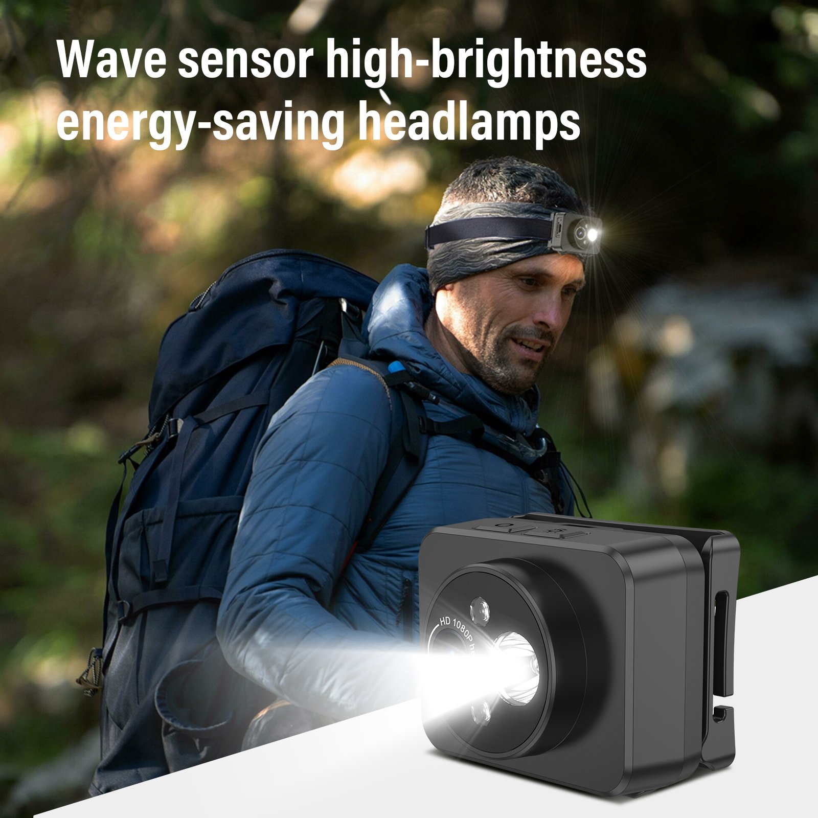 Led waterproof outdoor headlamp 1080P mini sport camera LED smart camera Head Mounted Camera