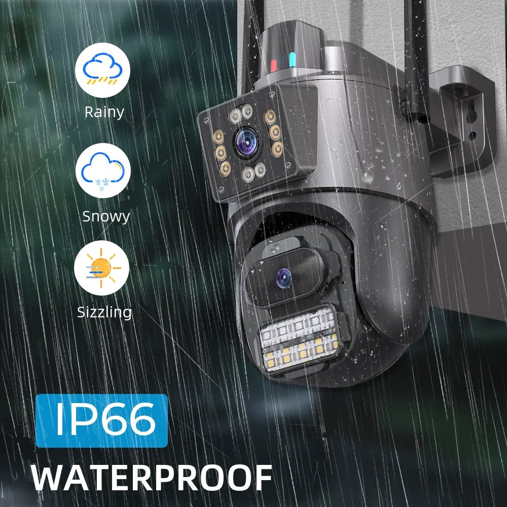 6MP Dual Screen Dual Lens Network Camera WIFI PTZ Camera Outdoor Waterproof Auto Tracking Security Camera ICSEE