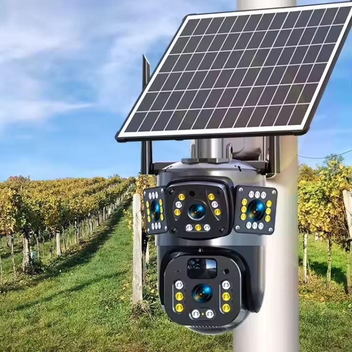 V360PRO 4G 4Eyes 3Pictures Solar Panel Surveillance Wireless Cameras Outdoor 1080P 12MP Wifi IP CCTV PTZ Security Network Camera