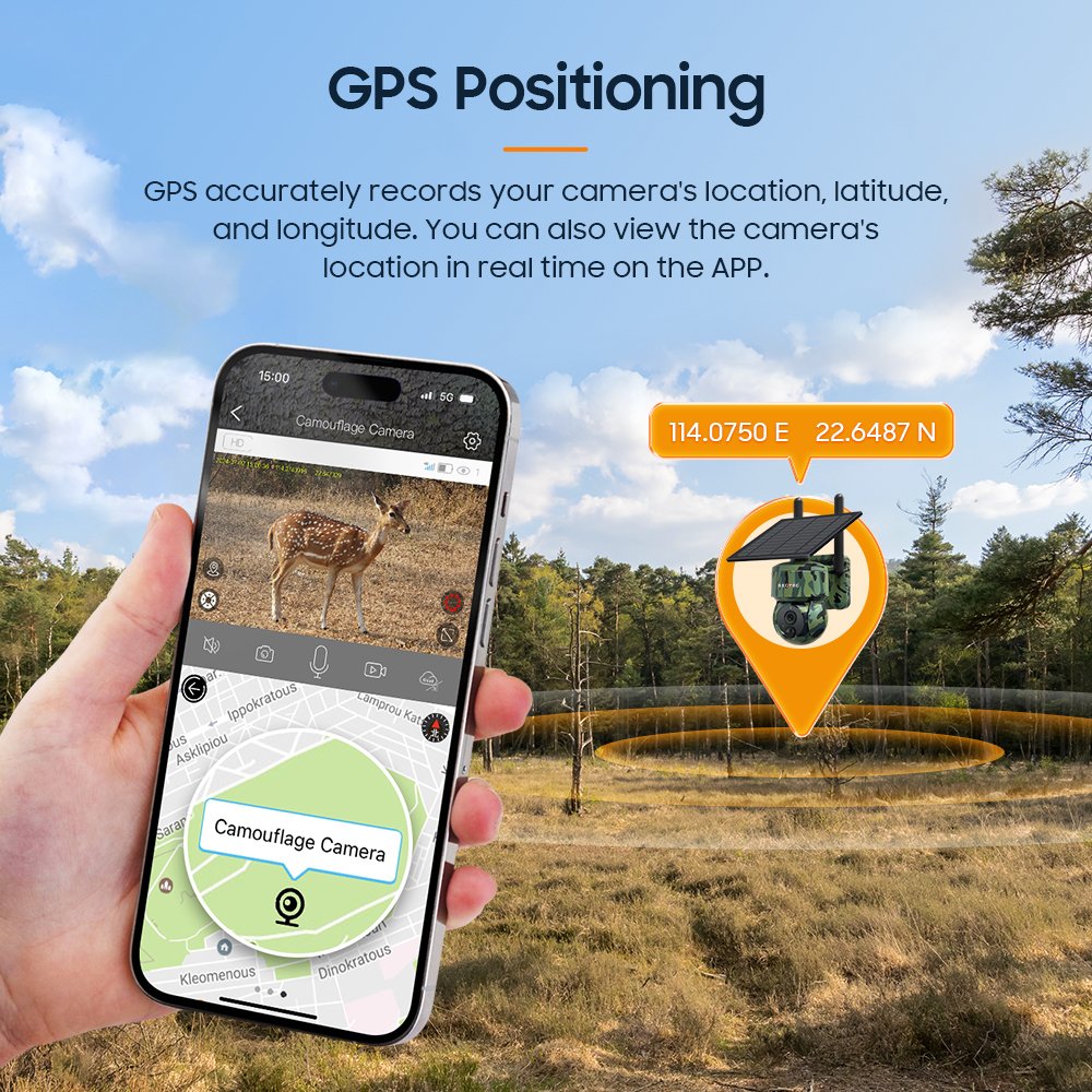 3MP 4G GPS Mini Size Outdoor Camouflage Solar Battery Infrared Camera Trail Hunting Security Solar Camera
