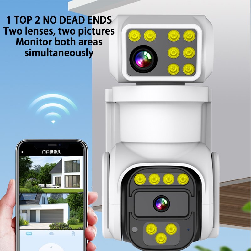 Rscamtom 4K Ultra HD Dual Lens Wireless Network Camera Motion Detection Alarm Color Night Vision WiFi Security Camera