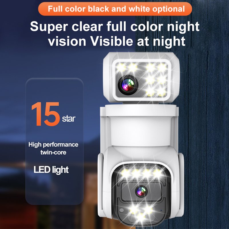 Rscamtom 4K Ultra HD Dual Lens Wireless Network Camera Motion Detection Alarm Color Night Vision WiFi Security Camera