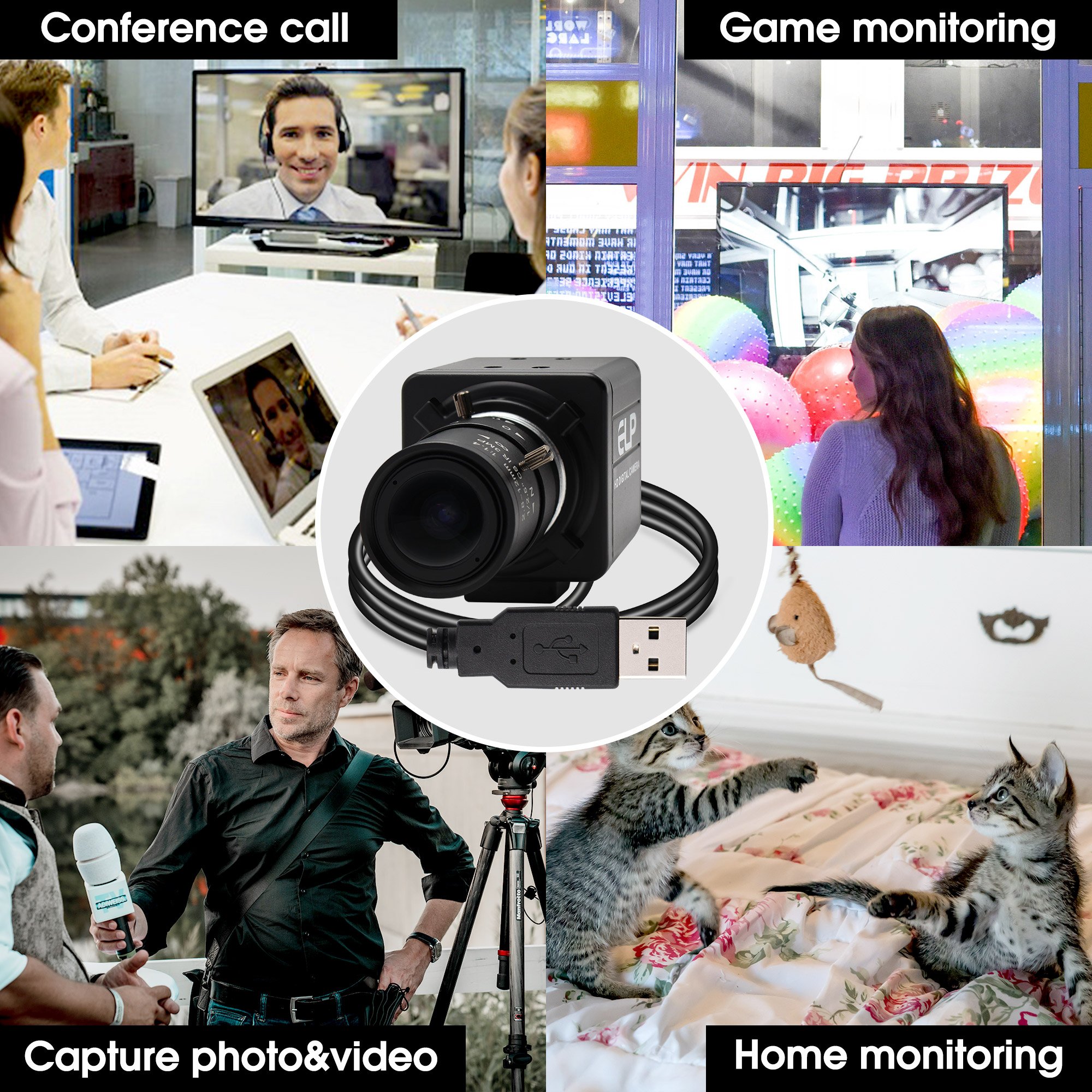 ELP High Frame 90fps 1920*1080 Global Shutter Webcam CMOS AR0234 CCTV Security Machine Vision USB Camera For Video Surveillance