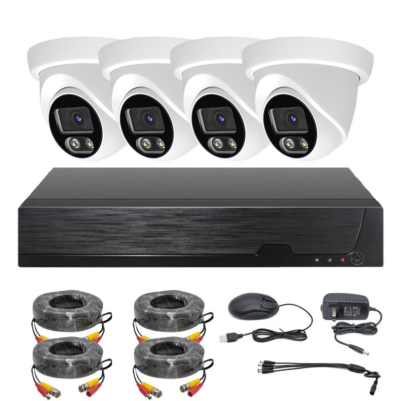 4CH 5MN 4 1080P TVI/CVI/AHD/CVBS Full Color Camera DVR Kit