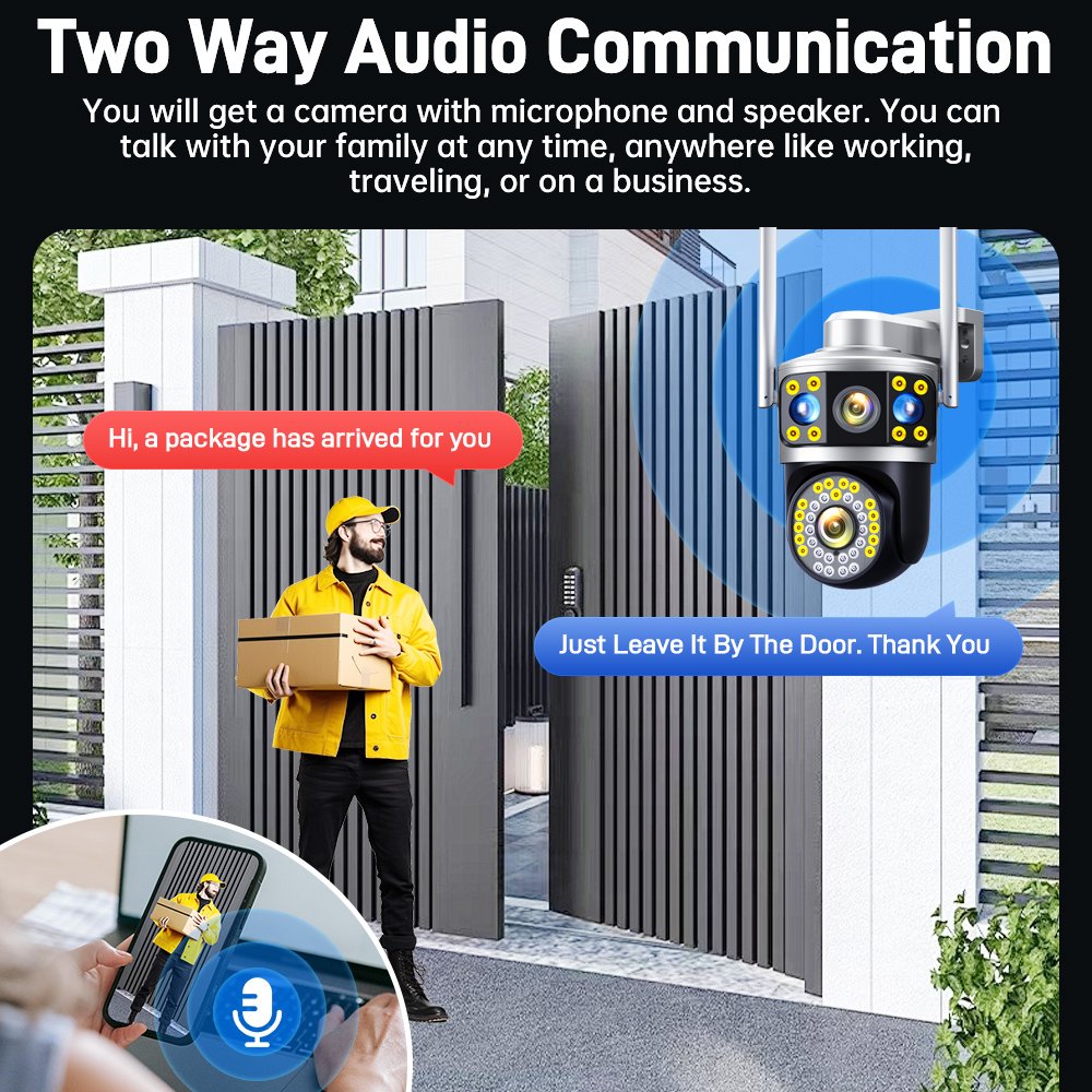 DIFANG Outdoor WiFi Security Triple Cameras Color Night Vision PIR Sensor 360 Degree Siren Alarm Wireless CCTV PTZ Yoosee Camera