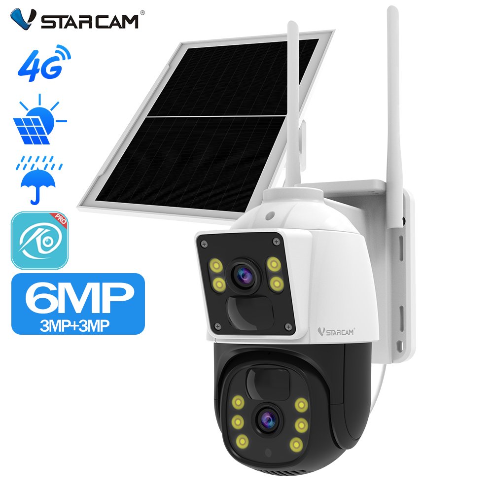 VStarcam BG66DR 6mp Dual Len Zoom IP66 Camera 4G Network Battery Outdoor Camera 4G Solar Energy Low Power Consumption Camera