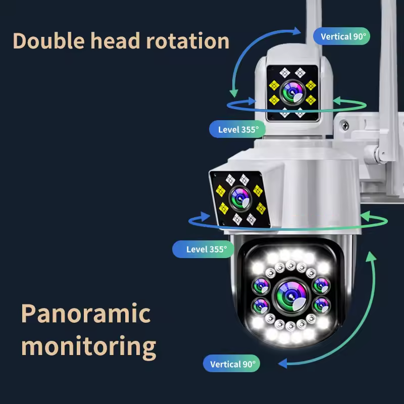 4MP Night Vision Sound Detection Network Camera With Motion Detection One-Way Audio 4g/Wifi Remotely 3Lens Ptz Dome Camera