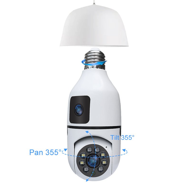 China factory wifi Wireless 360 Panoramic HD night vision home security Mini Security light bulb PTZ CCTV Camera