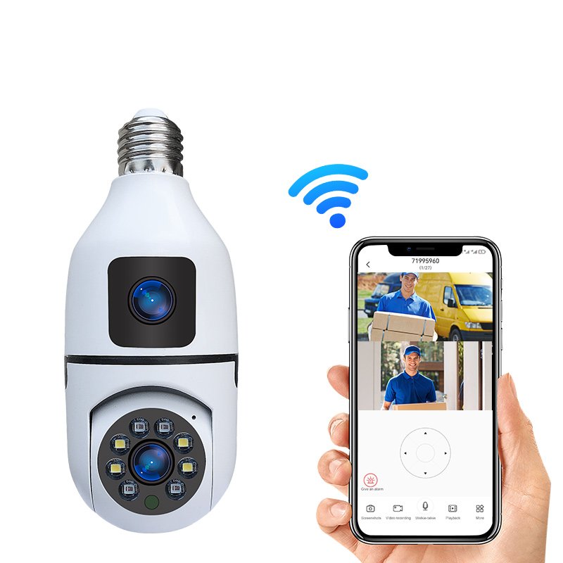 China factory wifi Wireless 360 Panoramic HD night vision home security Mini Security light bulb PTZ CCTV Camera