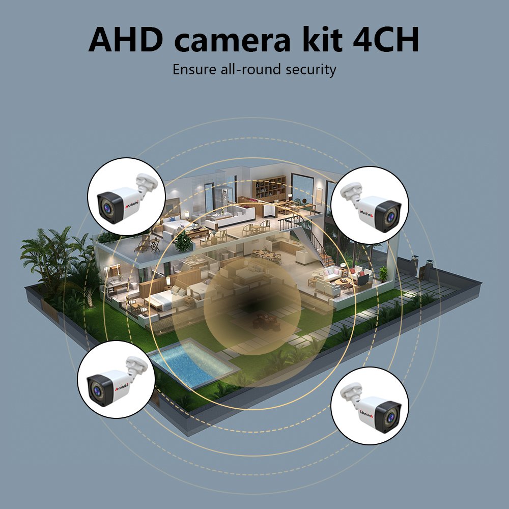 Cheap Price Factory wholesales 1MP 2MP 5MP 4 channel Analog White and Black with DVR Analog Camera Kits