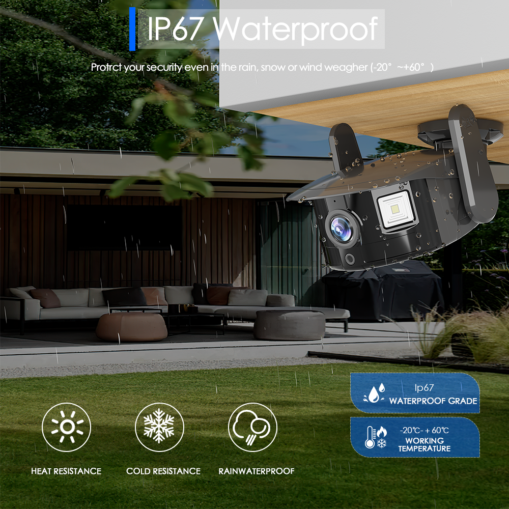 AI-Powered Indoor Dome Security Camera with Wide-Angle Fisheye Lens IP67 Waterproof Night Vision CMOS Sensor