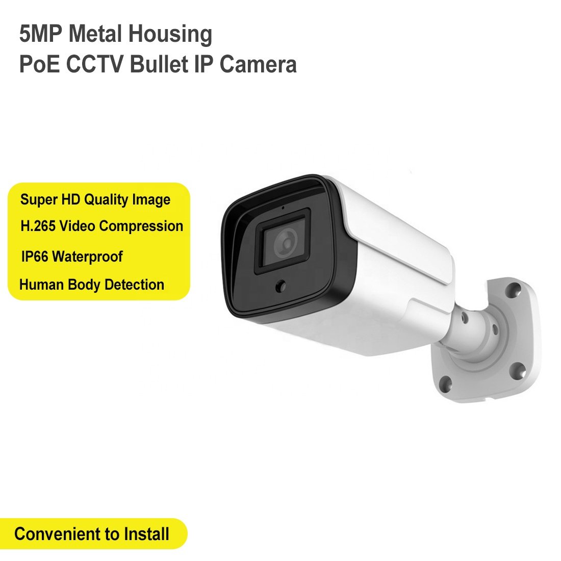 5MP HD H.265 Metal Housing Outdoor Security CCTV Surveillance Bullet PoE Power Supply IP Network Camera IPC