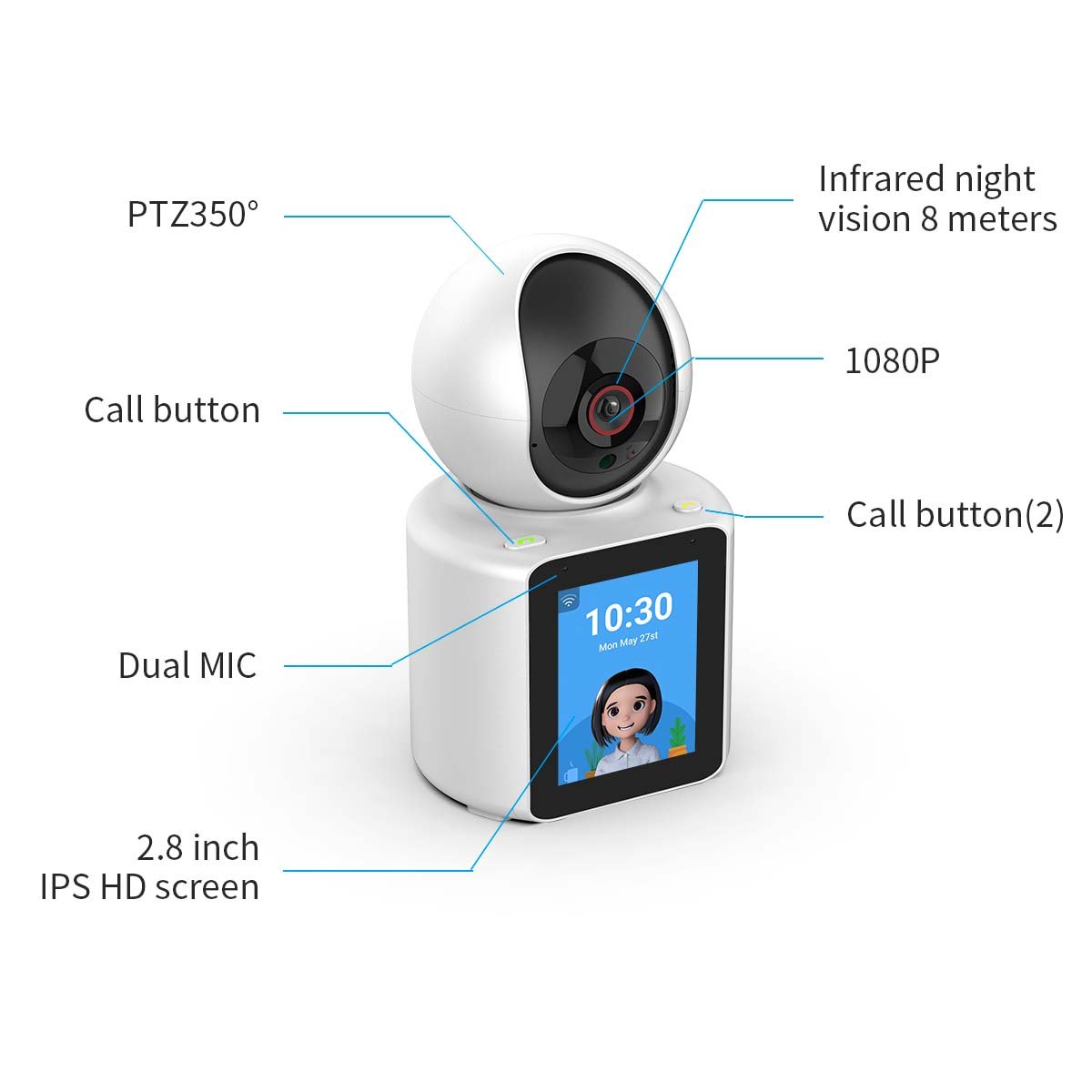 C31 Factory Price Two Way Video Call Wifi Camera With Screen AI Auto Tracking Monitor Indoor Security Wireless PTZ Camera