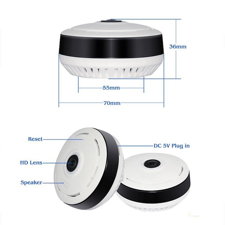 V380 Panoramic Fisheye Camera VR 360 Degree Wireless Indoor CCTV Network Camera Two Way Audio