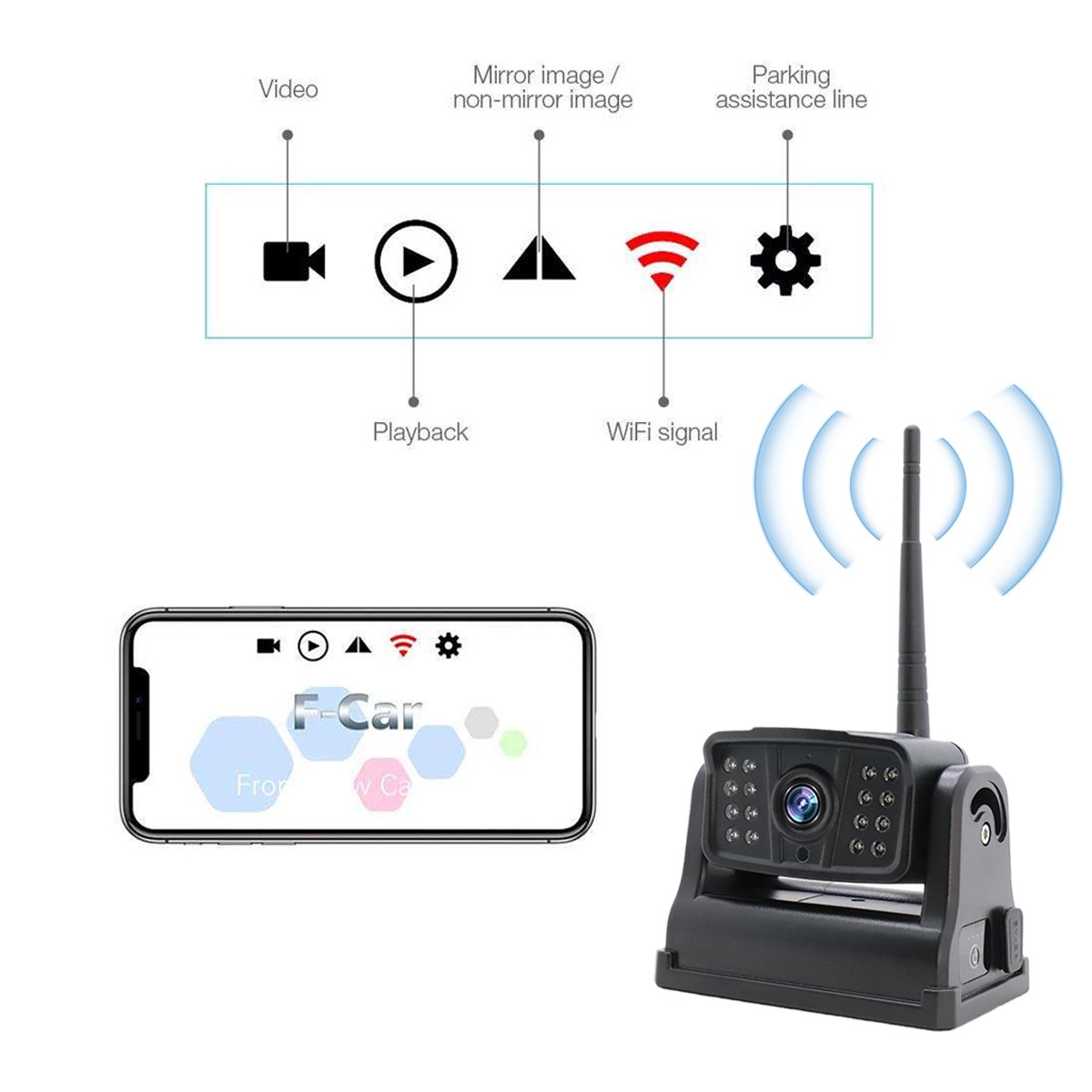Direct Portable WiFi Car Camara 9600mah Battery Angle Adjustable Reverse Packing Backup Reversing Camera Car Security camera