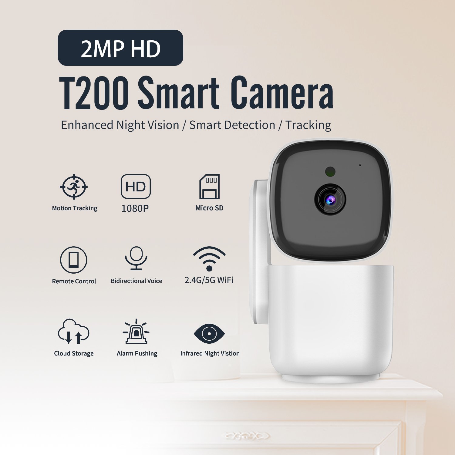 Tuya V380 Hotsale 2.4G/5G Dual Wifi 2MP Indoor wifi Camera Patient Elder Kid Wireless Smart Home Security Camera