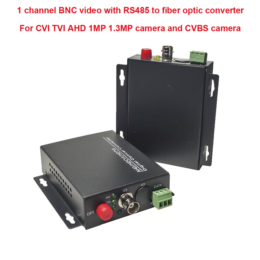 1 Port Analog Coaxial HD Video to Fiber Optic Media Converter BNC and RS485 Data Over Fiber Optic for CCTV System TX RX Kit