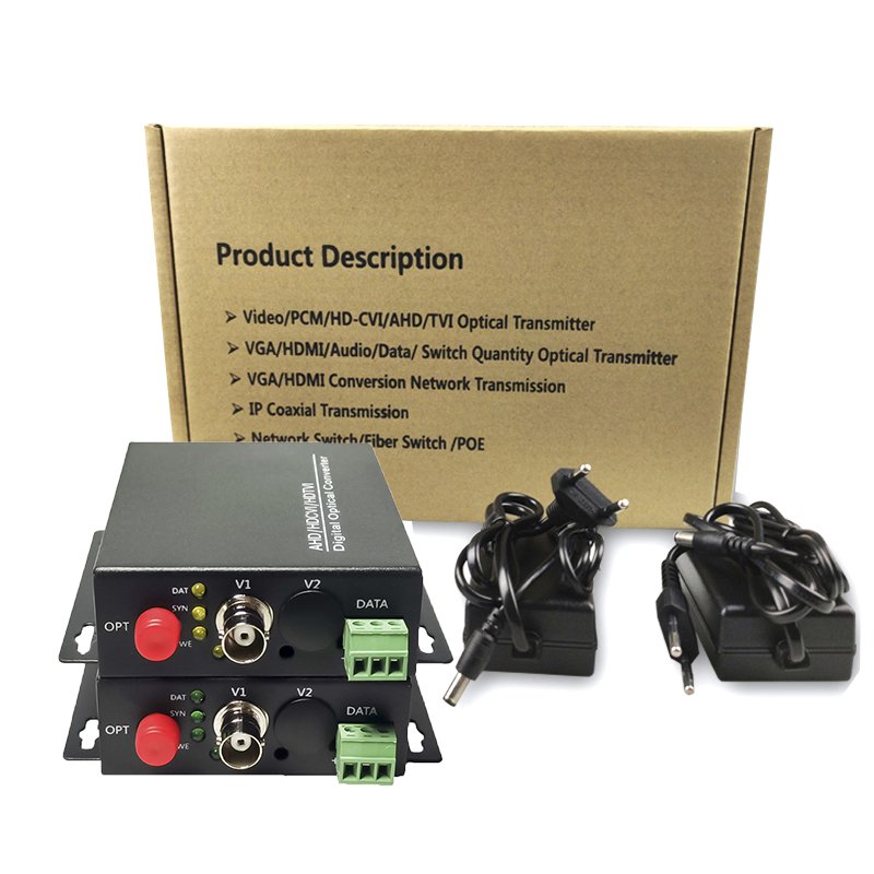 1 Port Analog Coaxial HD Video to Fiber Optic Media Converter BNC and RS485 Data Over Fiber Optic for CCTV System TX RX Kit