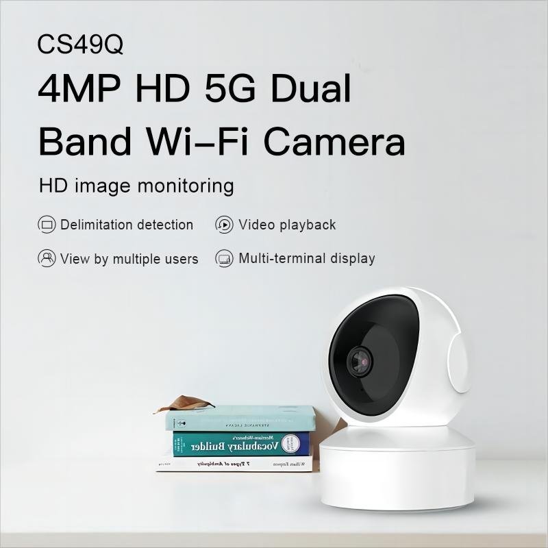4MP HD Indoor Security Camera Night Vision Motion Detection 5G Dual Band WiFi Built-In Mic Micro SD Storage Support NVR