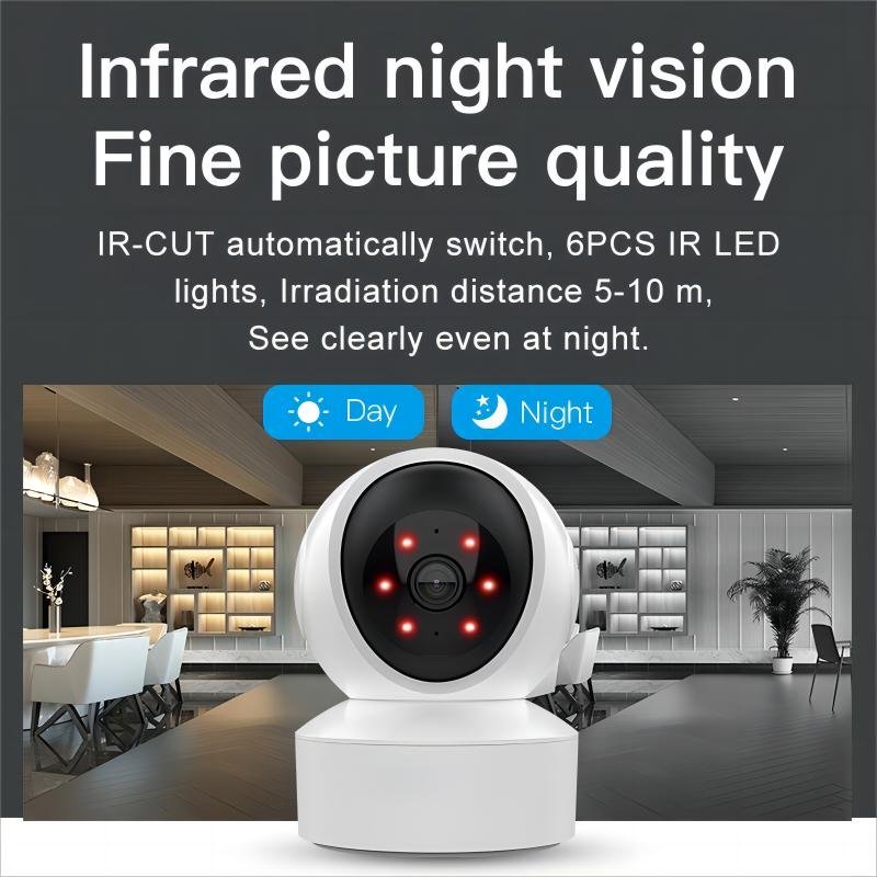4MP HD Indoor Security Camera Night Vision Motion Detection 5G Dual Band WiFi Built-In Mic Micro SD Storage Support NVR