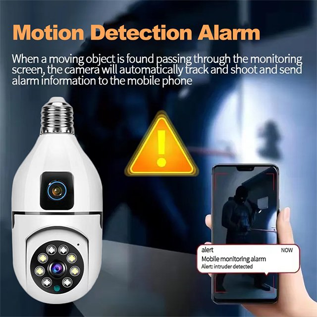 4MP 4K E27 Wifi Dual Lens PTZ Network Camera CCTV IP Security Smart Home Cam with AI Tracking Voice Alarm Voice Command Features
