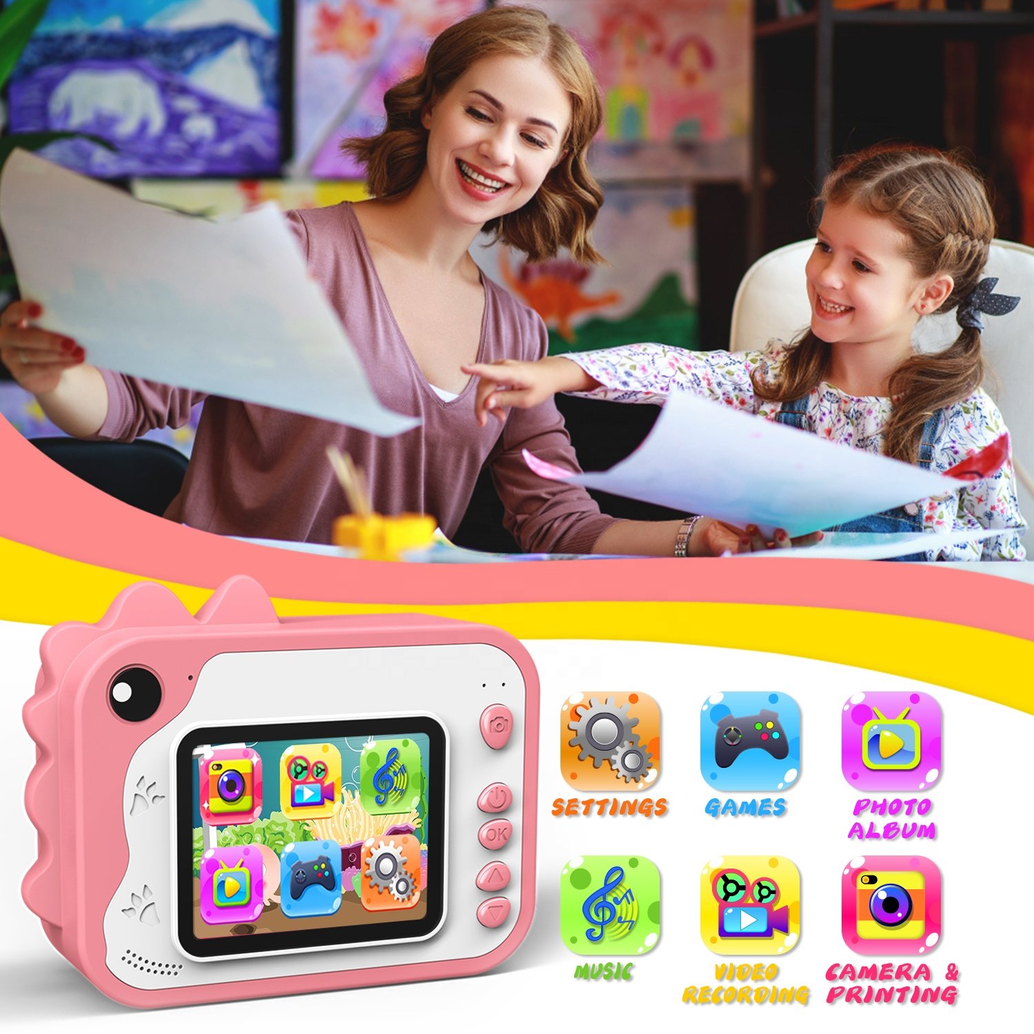 Children Instant Print Camera For Kids 1080p HD Mini Camera With Thermal Photo Paper Rechargeable Digital Camera Children Gifts
