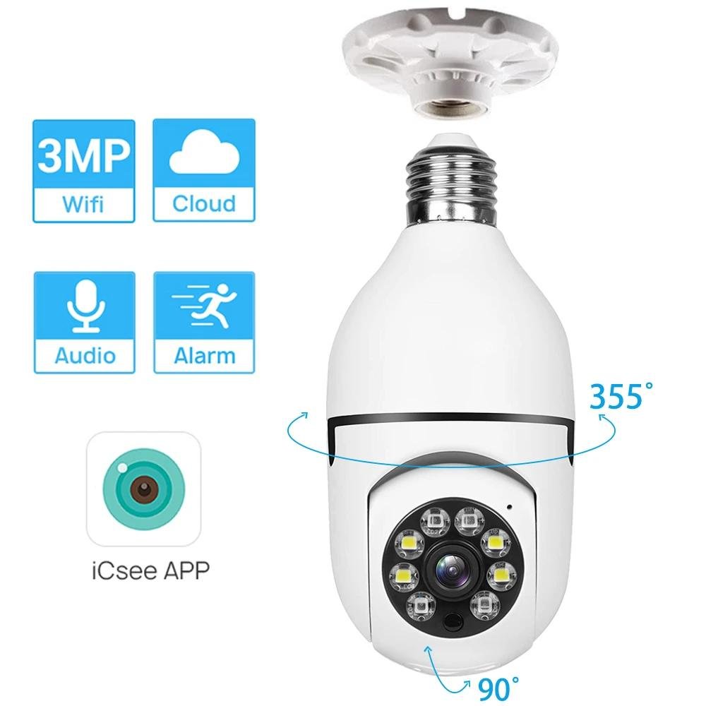 Regis Icsee 2MP 3MP 4MP hd 360 Degree Humanoid tracing Wifi Smart Home Wireless Security Socket Mini Light Bulb Camera