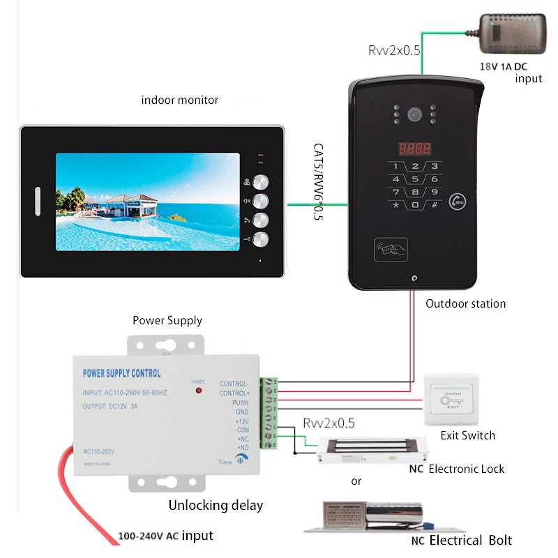 2022 Video Door phone small scale Intercom System Waterproof 7 Inch TFT Touch Screen ring video door bell for villa apartment