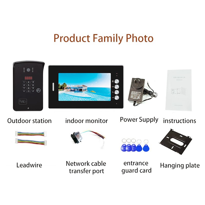 2022 Video Door phone small scale Intercom System Waterproof 7 Inch TFT Touch Screen ring video door bell for villa apartment