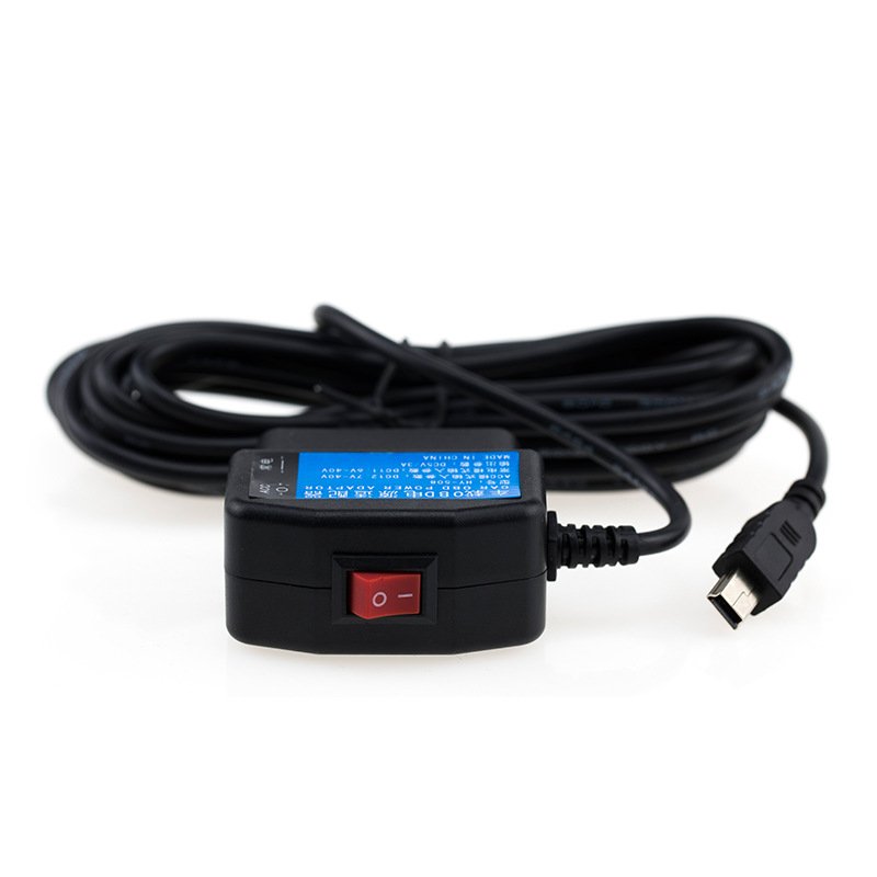 24Hours Mini Mico USB Ports 5V 3A Car Charge Cable OBD Hardwire Cord 3.5Meters With Switch For Dash Cam Camcorder Vehicle DVR