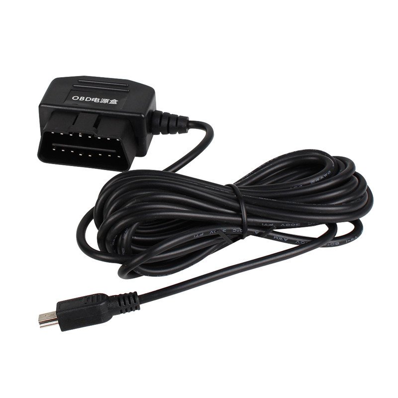 24Hours Mini Mico USB Ports 5V 3A Car Charge Cable OBD Hardwire Cord 3.5Meters With Switch For Dash Cam Camcorder Vehicle DVR