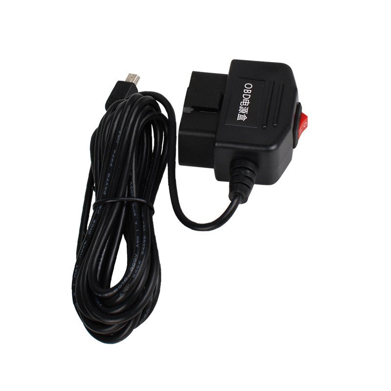 24Hours Mini Mico USB Ports 5V 3A Car Charge Cable OBD Hardwire Cord 3.5Meters With Switch For Dash Cam Camcorder Vehicle DVR