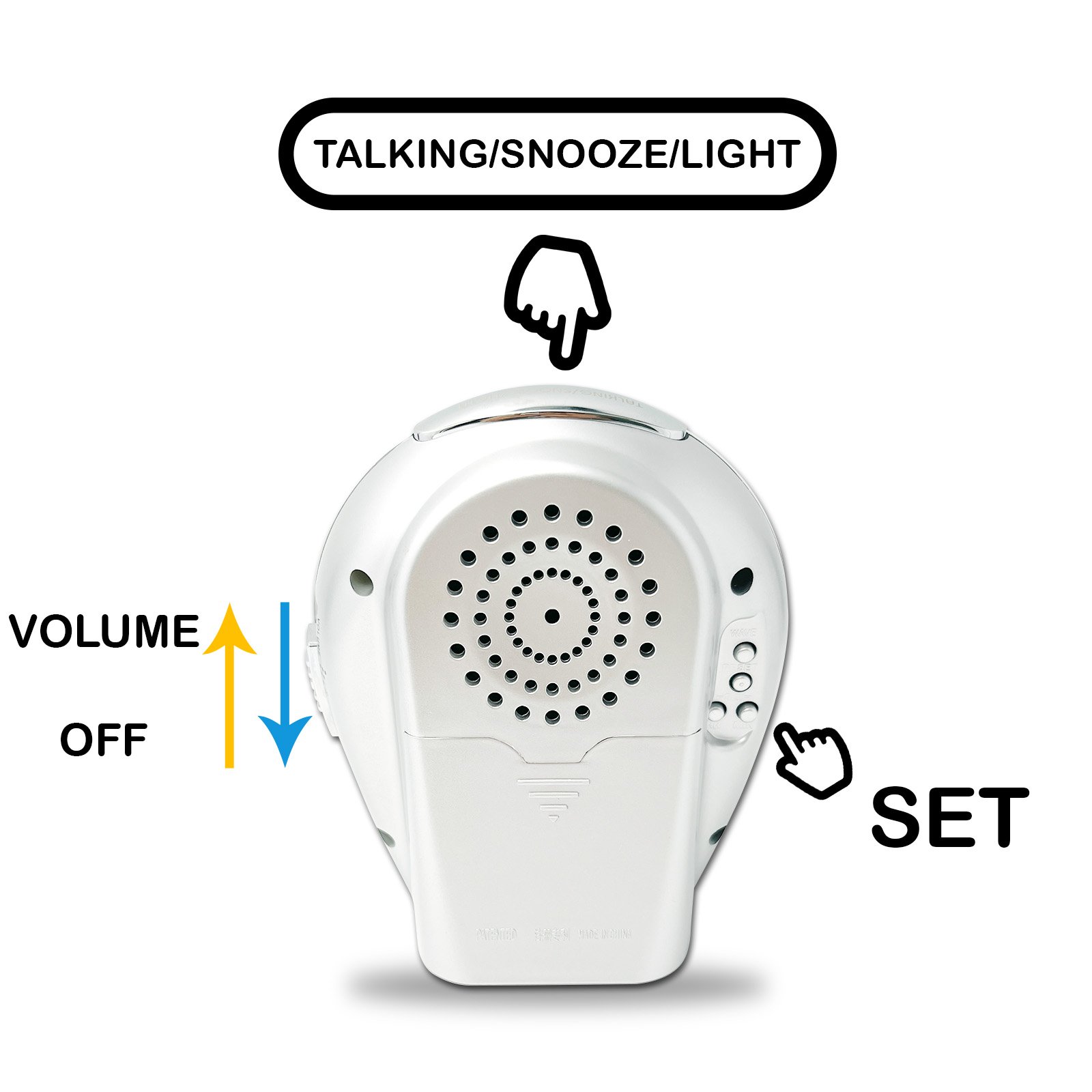 Atomic Talking Alarm Clock for Visually Impaired Large Numbers Voice announcement of time and date for Seniors