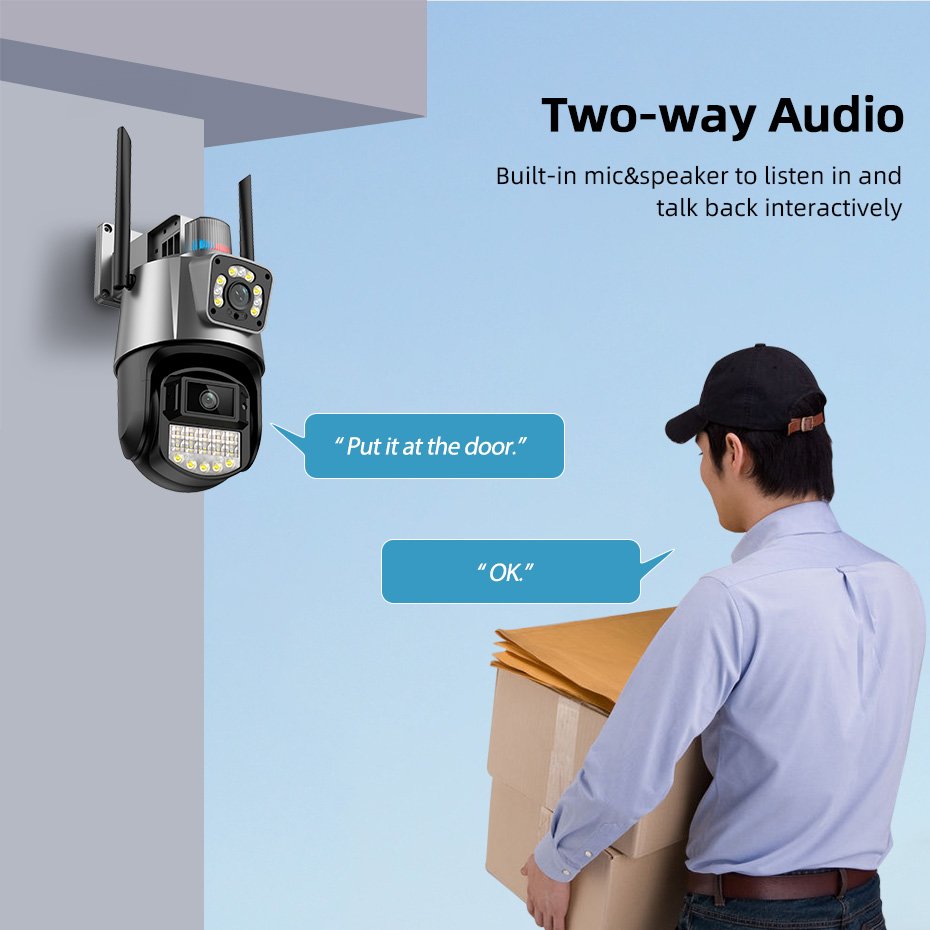 KERUI Icsee 6MP Outdoor CCTV Security Camera Dual Lens WIFI Network Camera Hd Wireless Ptz Video Surveillance Ip Camera