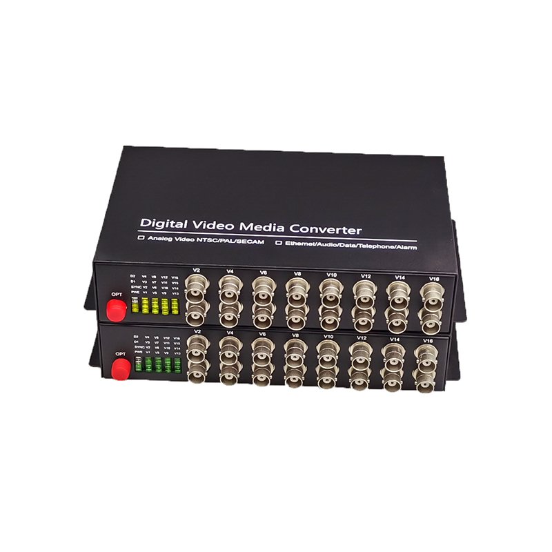 16 Port Bnc To Fiber Media Converter RS485 PTZ Fiber Optical Media Converters For CCTV System Analog Camera CVBS Camera