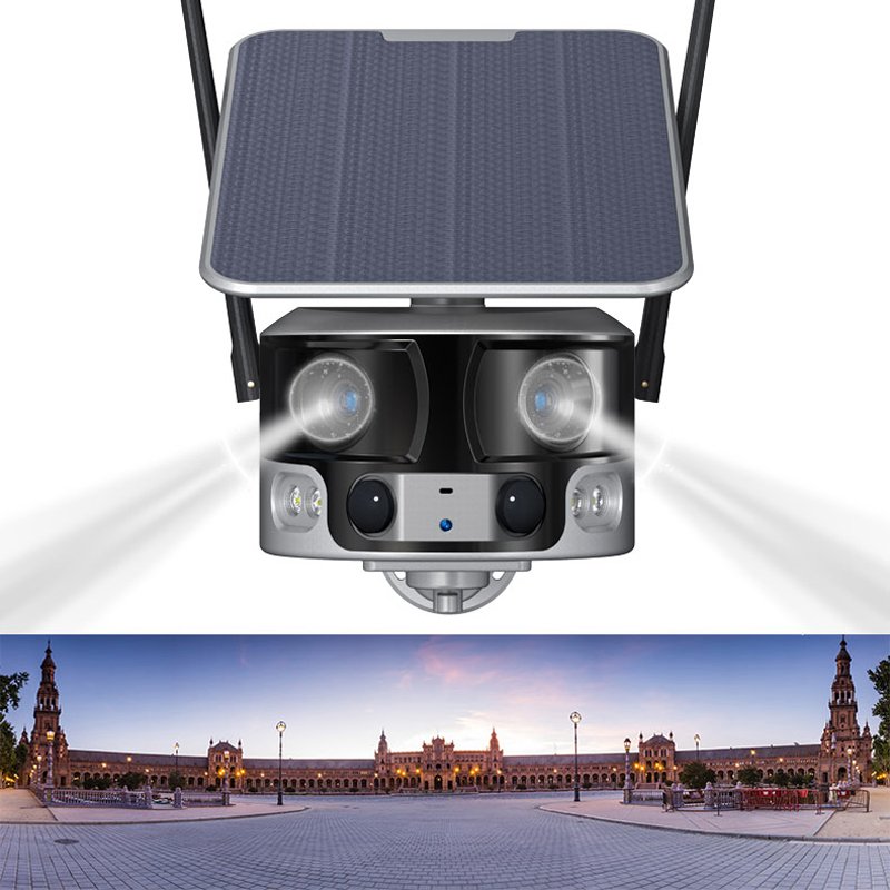 Nivew 4mp Dual Lens Network Camera 4MP Smart Ir Ai Security Camera Ip 180 degree panoramic bullet Cctv camera