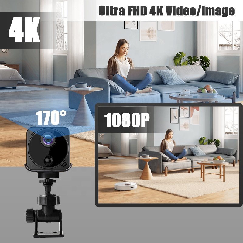 A9 4K high pixels wireless outdoor security surveillance recorder ip wifi mini camera wth Bracket tiny camera with night vision