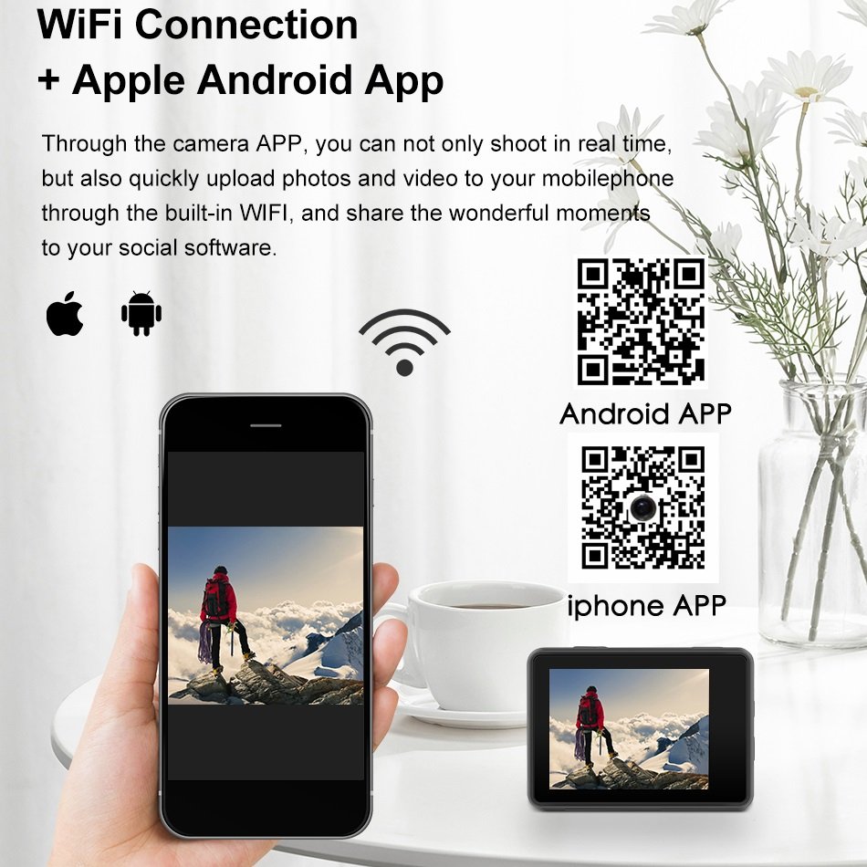 5K Ultra HD Touch & WiFi sport Camera with Dual Screen Wide Angle EIS Waterproof Vlog Video action Camera