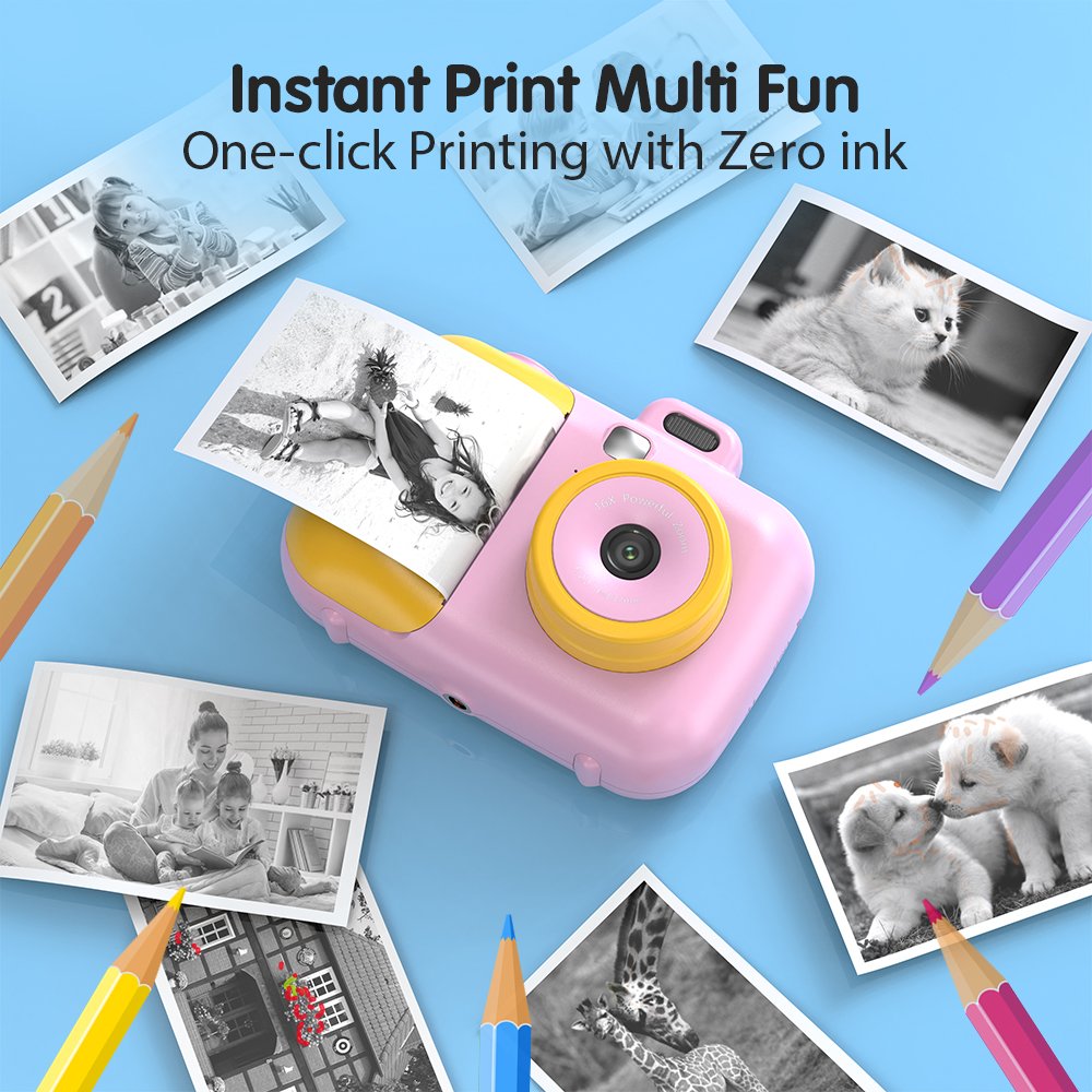 Children Instant Print HD Camera For Kids 1080p Mini Camera With Thermal Photo Paper Digital Camera kids Gifts toys