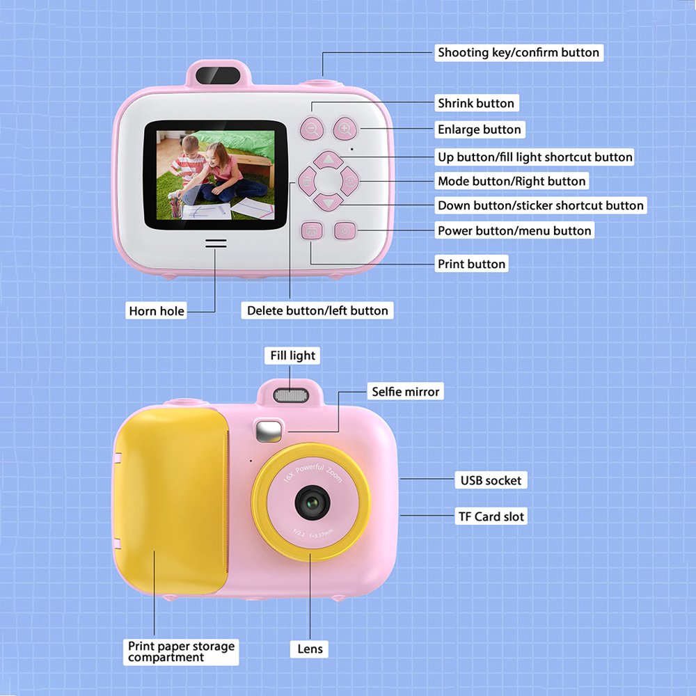 Children Instant Print HD Camera For Kids 1080p Mini Camera With Thermal Photo Paper Digital Camera kids Gifts toys