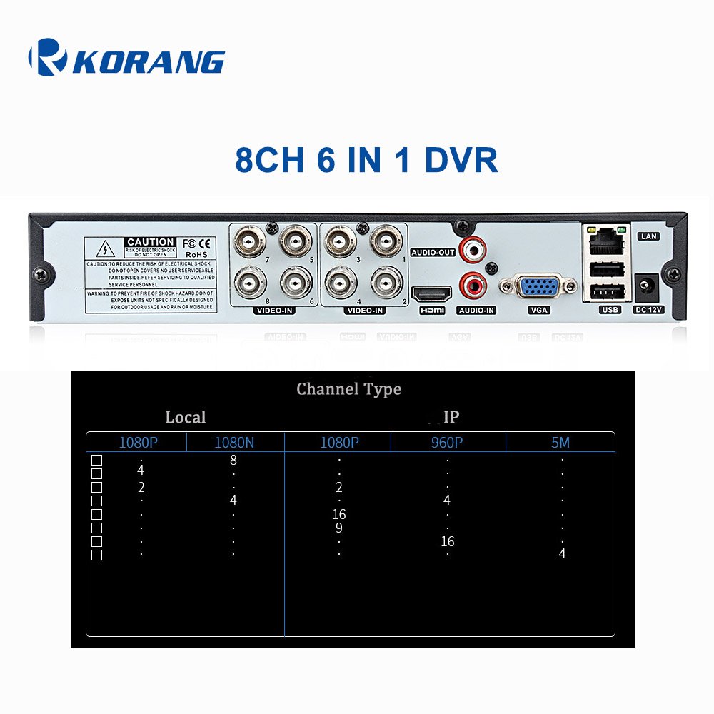 8CH 1080P cctv system DVR video recorder for AHD analog IP camera