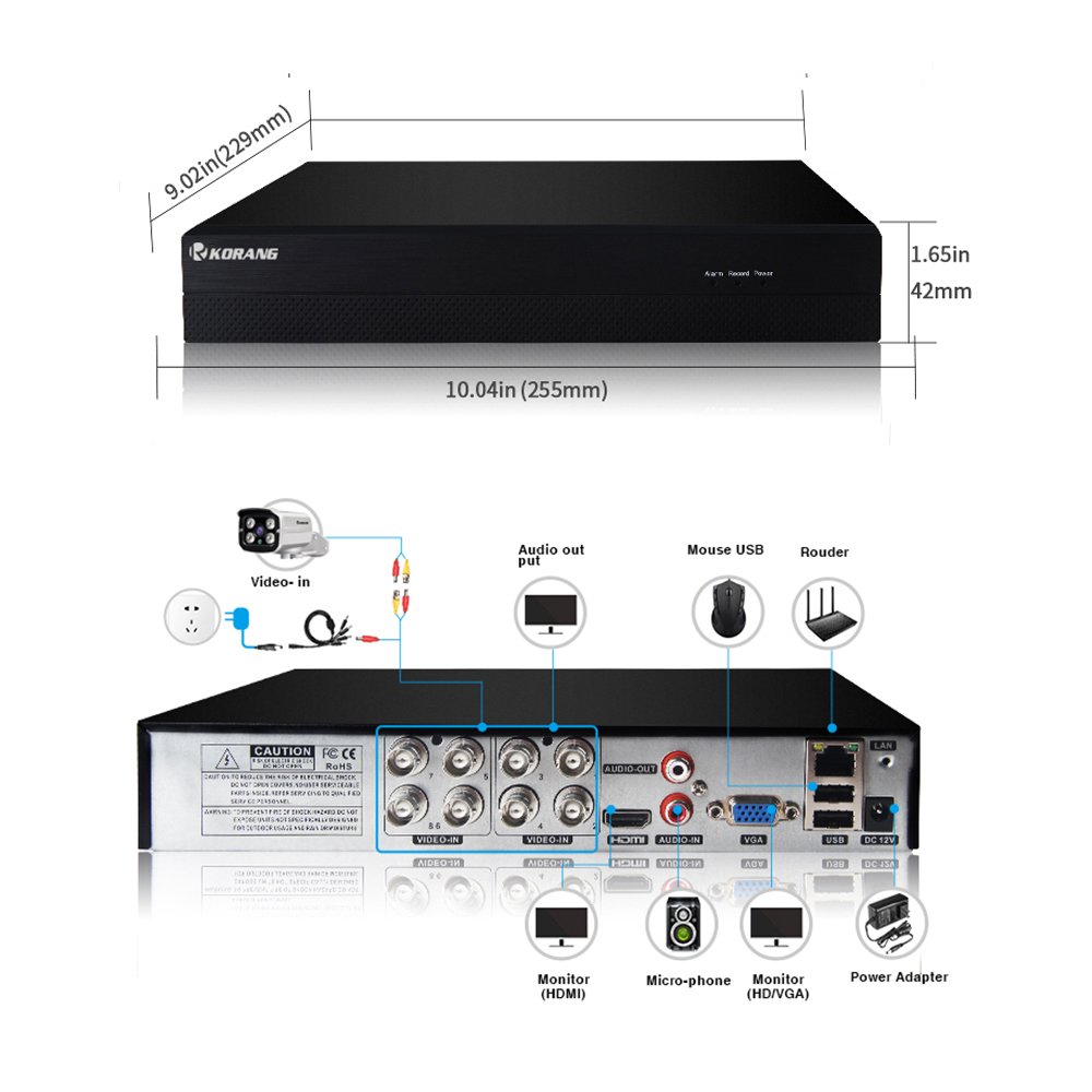8CH 1080P cctv system DVR video recorder for AHD analog IP camera