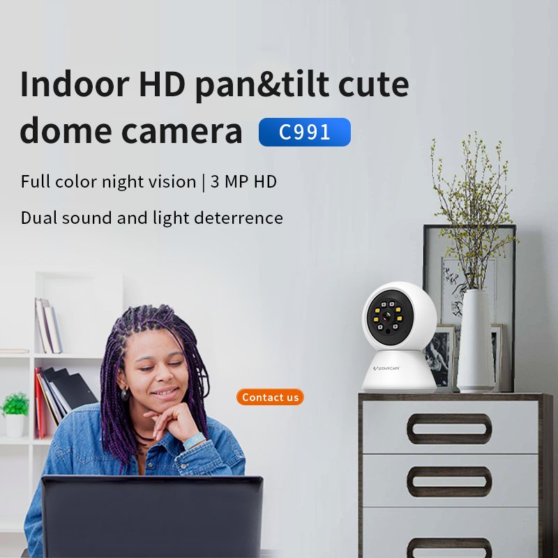 Factory price C991 wifi indoor camera home security camera support Full color all day two way talk cctv network camera