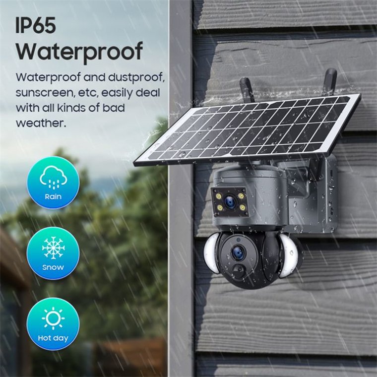 Rscamtom Ubox-4G Dual Lens Camera Solar Powered 6MP with WiFi and Color Night Vision for Motion Detection