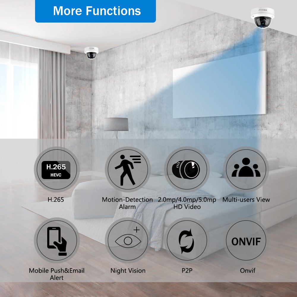 H.265 5MP POE IP Dome Camera Night Vision Network Camera