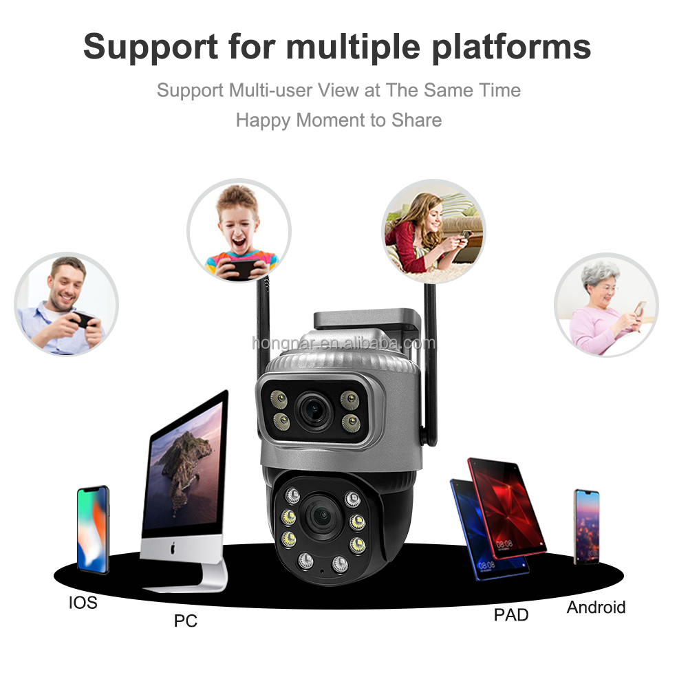Hongnaer Outdoor HD Smart 4MP Wireless Surveillance PTZ Network Camera 360 Home V380 Pro Dual Lens IP CCTV WiFi Security Camera