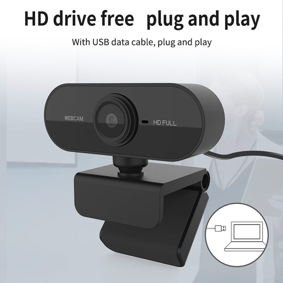 HD 1080P USB Webcam Mini Computer PC Web Camera with Microphone Rotatable for Live Broadcast Video Calling Conference