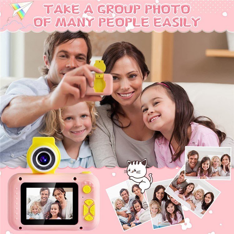 KDC-0025 2.0 Inch Screen Mini Kids Camera 180 Degree Flip Lens Video Recorder with 32G TF Card + Card Reader